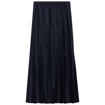 Midi Denim Burst Pleated Skirt Dark Denim