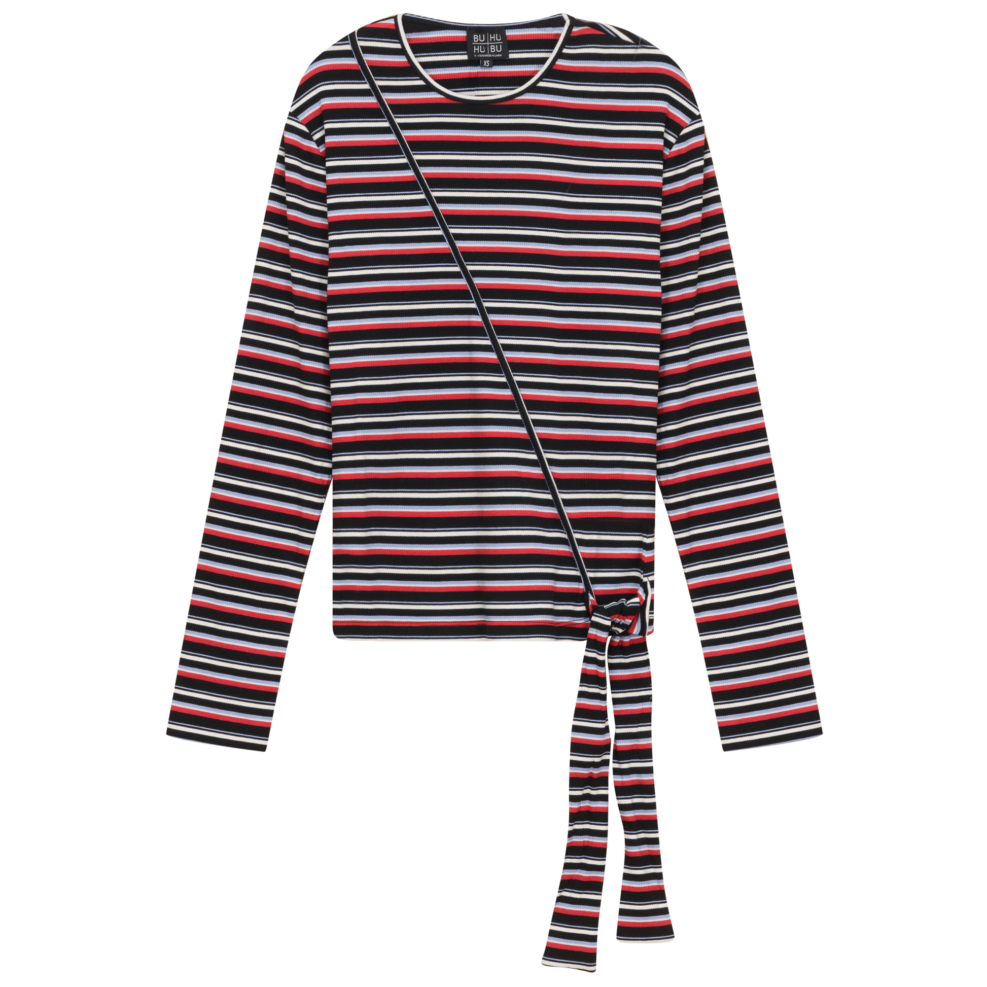 Striped Wrap Tee Black Red