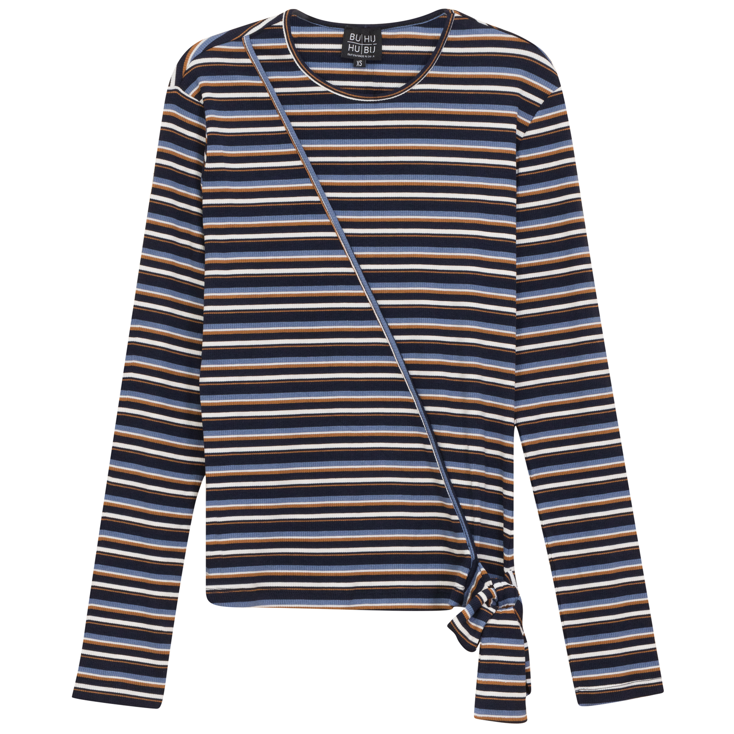 Striped Wrap Tee Dark Denim Blue