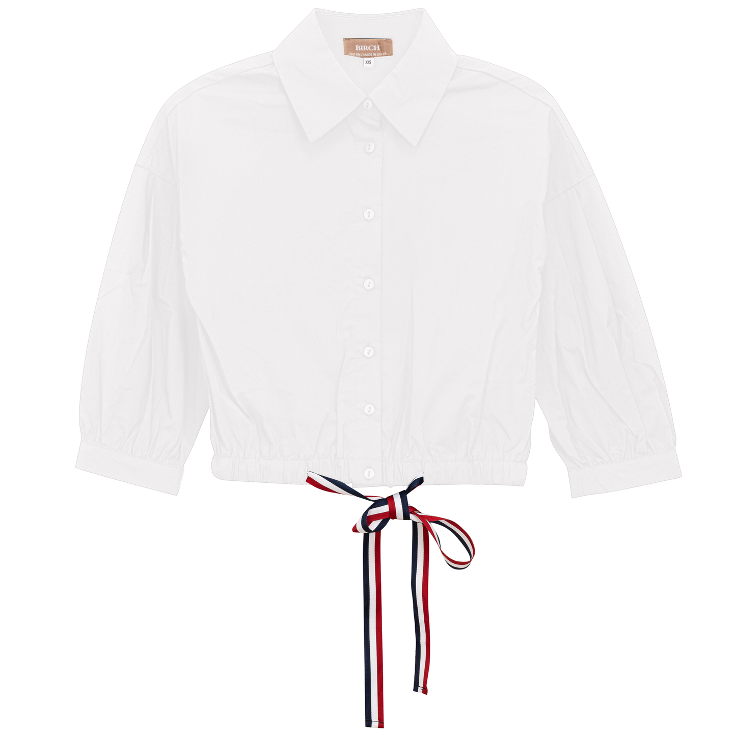 Cropped Ribbon Blouse White