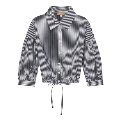 Striped Cropped Bungee Blouse Black White