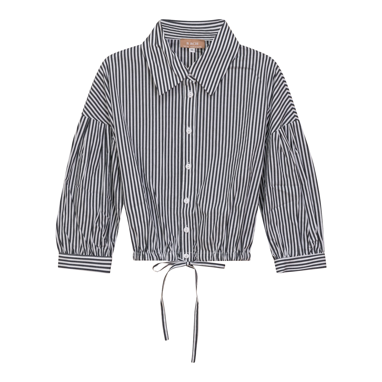 Striped Cropped Bungee Blouse Black White