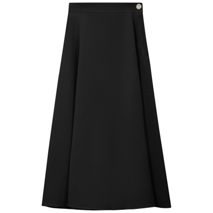 Midi A Line Crepe Skirt Black