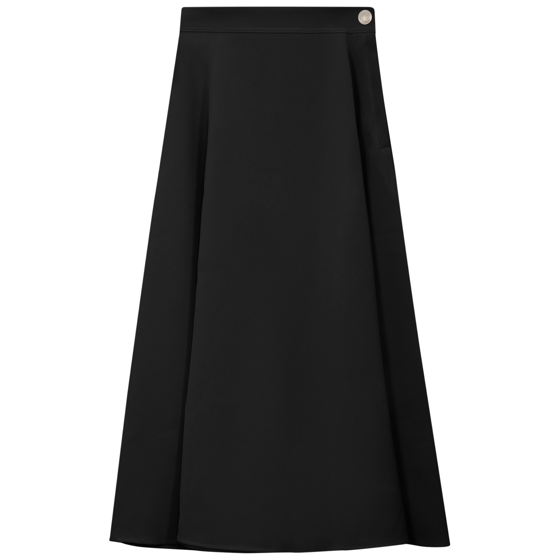 Midi A Line Crepe Skirt Black