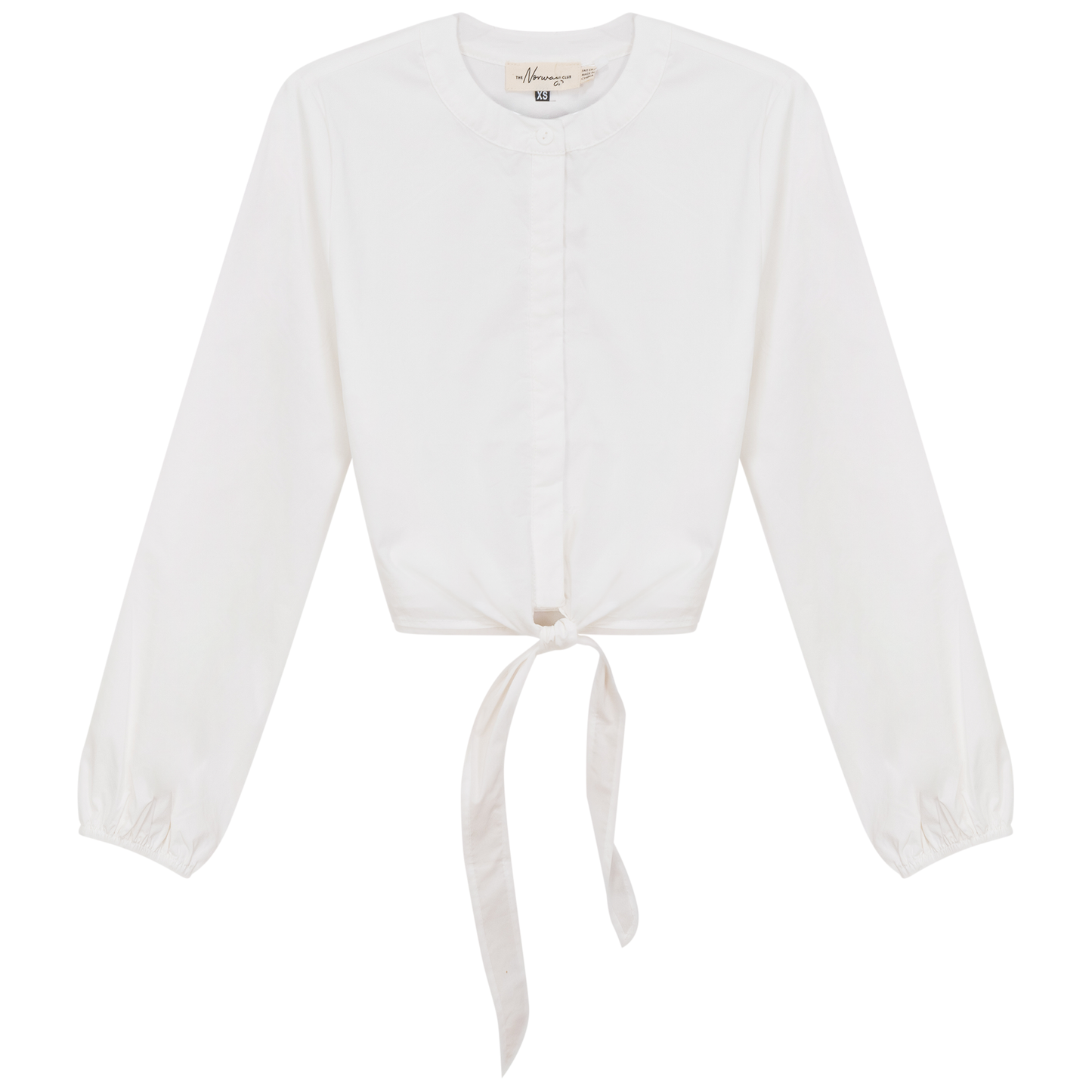 Cropped Cotton Tie Blouse White
