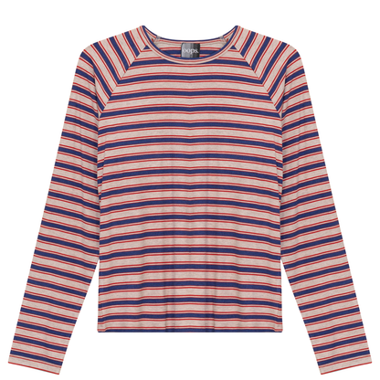 Raglan Sleeve Striped Tee Denim Stone