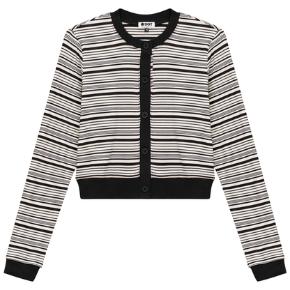 Cropped Button Down Stripped Tee Black Stone