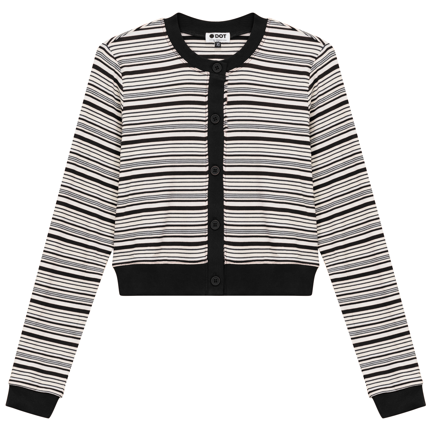 Cropped Button Down Stripped Tee Black Stone