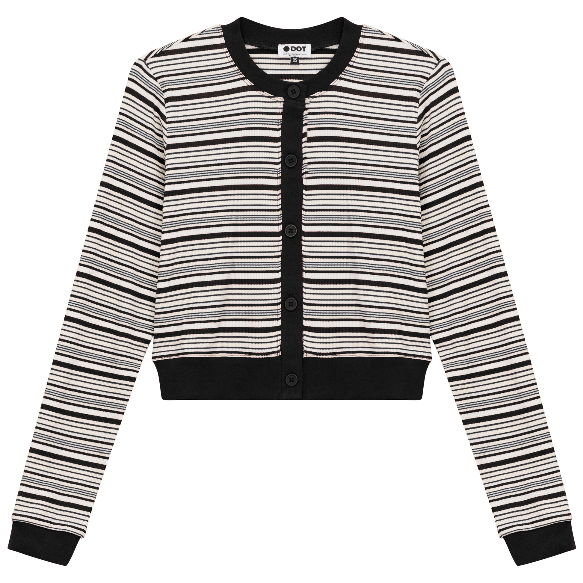 Cropped Button Down Stripped Tee Black Stone