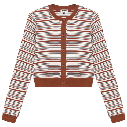 Cropped Button Down Stripped Tee Rust Cream