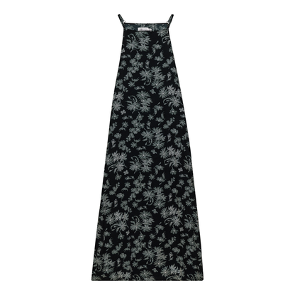 Printed Satin Maxi Jumper Black