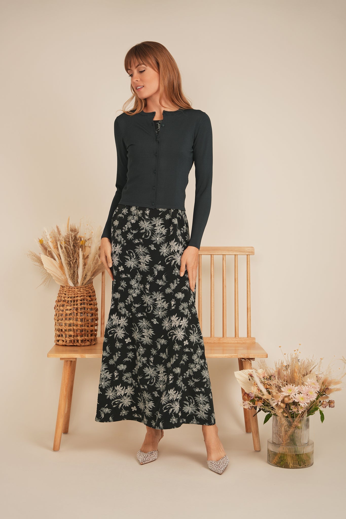 Printed Satin Maxi Jumper