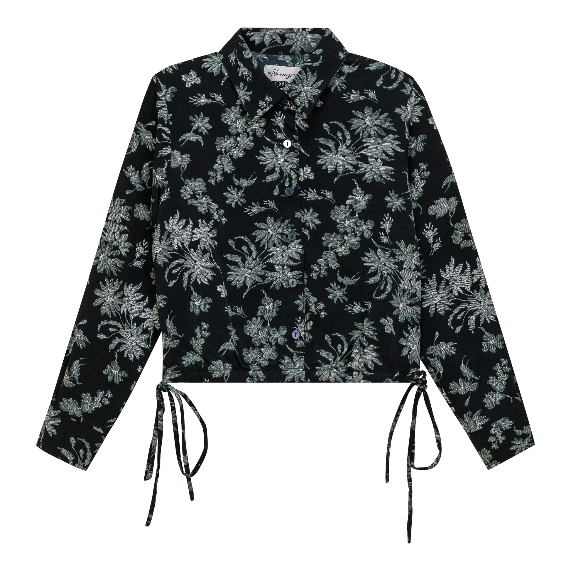 Cropped Printed Chiffon Blouse Black