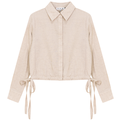 Linen Cropped Top Stone