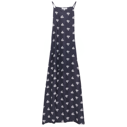 Embroidered Tulle Midi Jumper Steel Blue