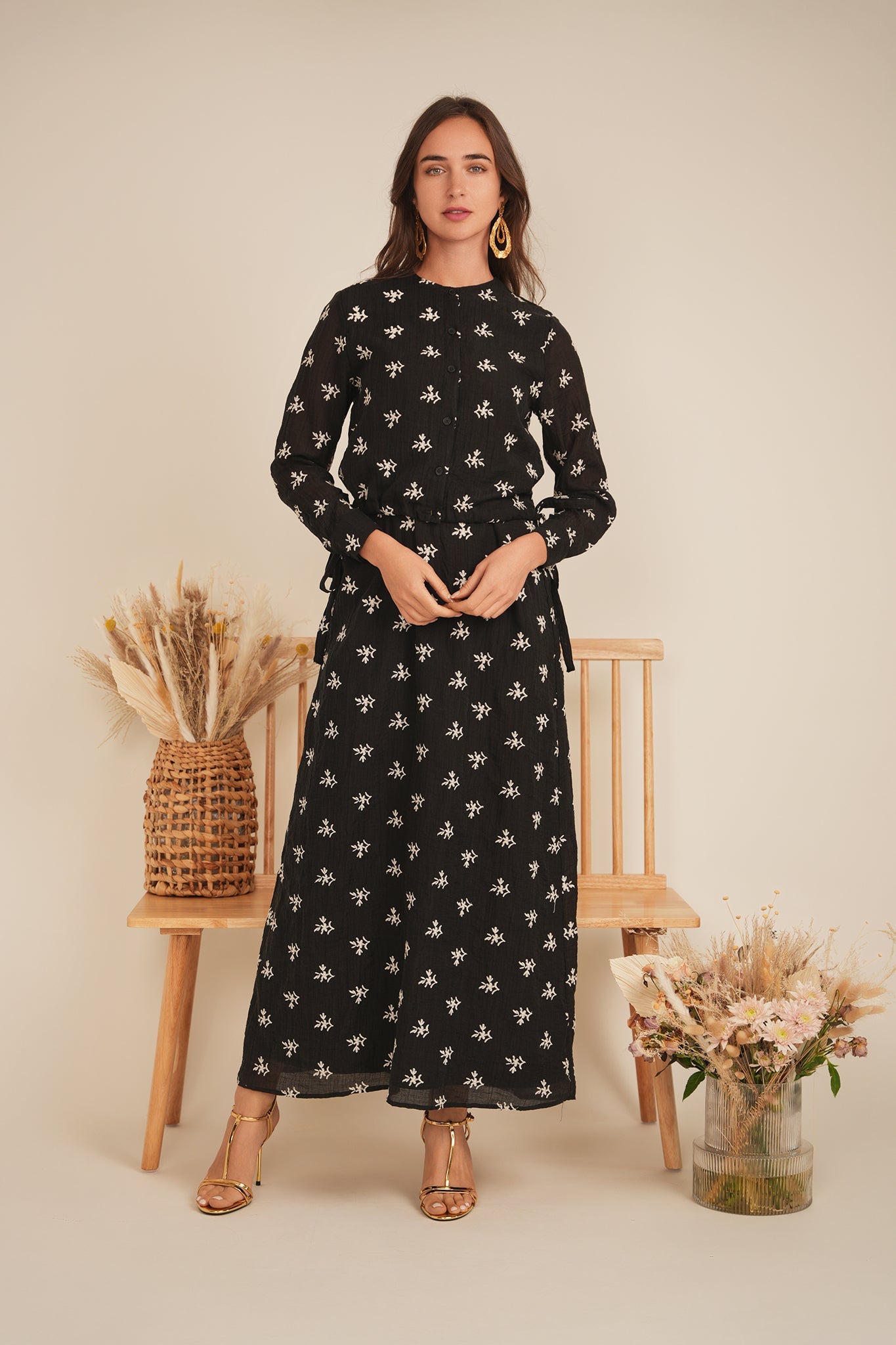 Embroidered Tulle Midi Jumper