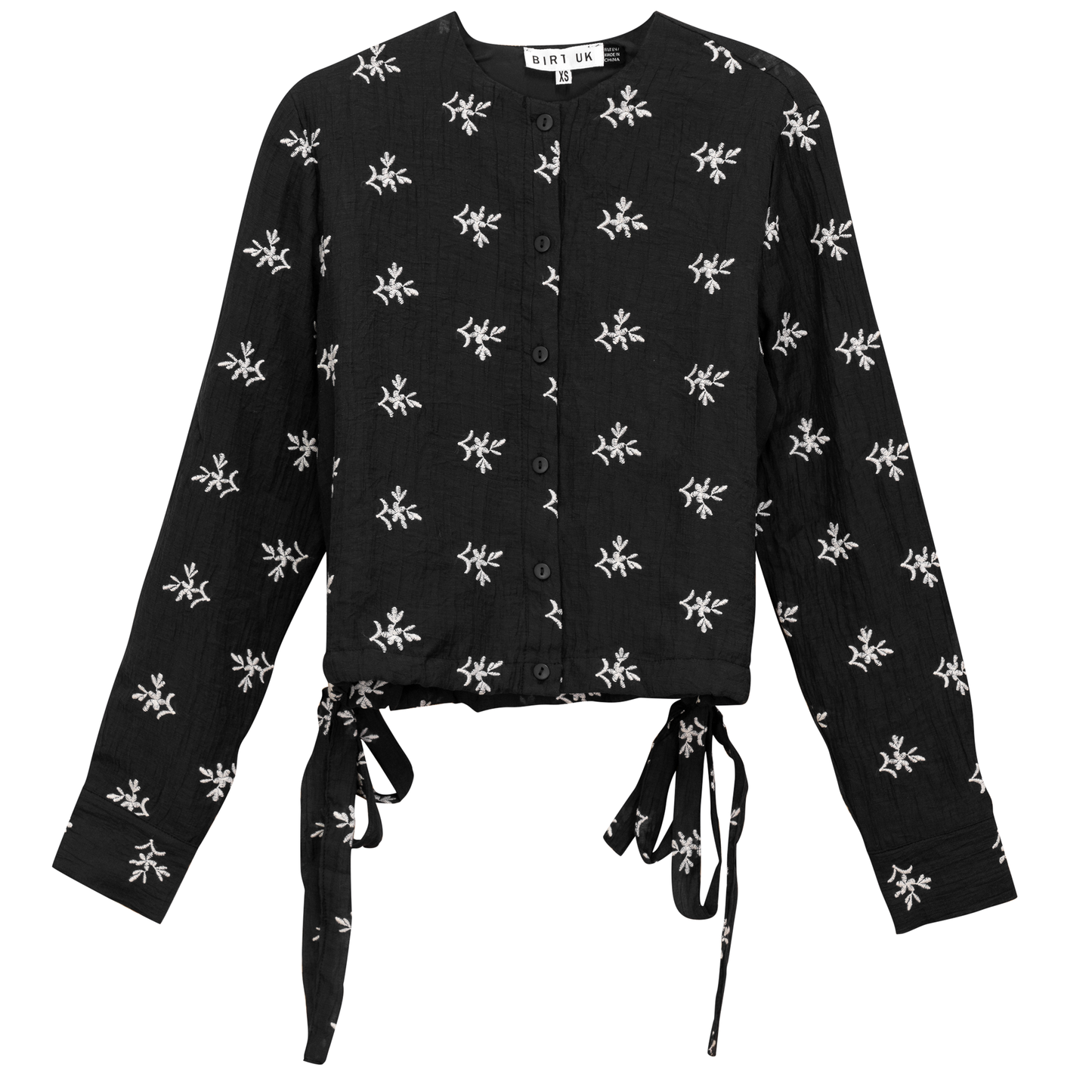 Embroidered Tulle Top Black