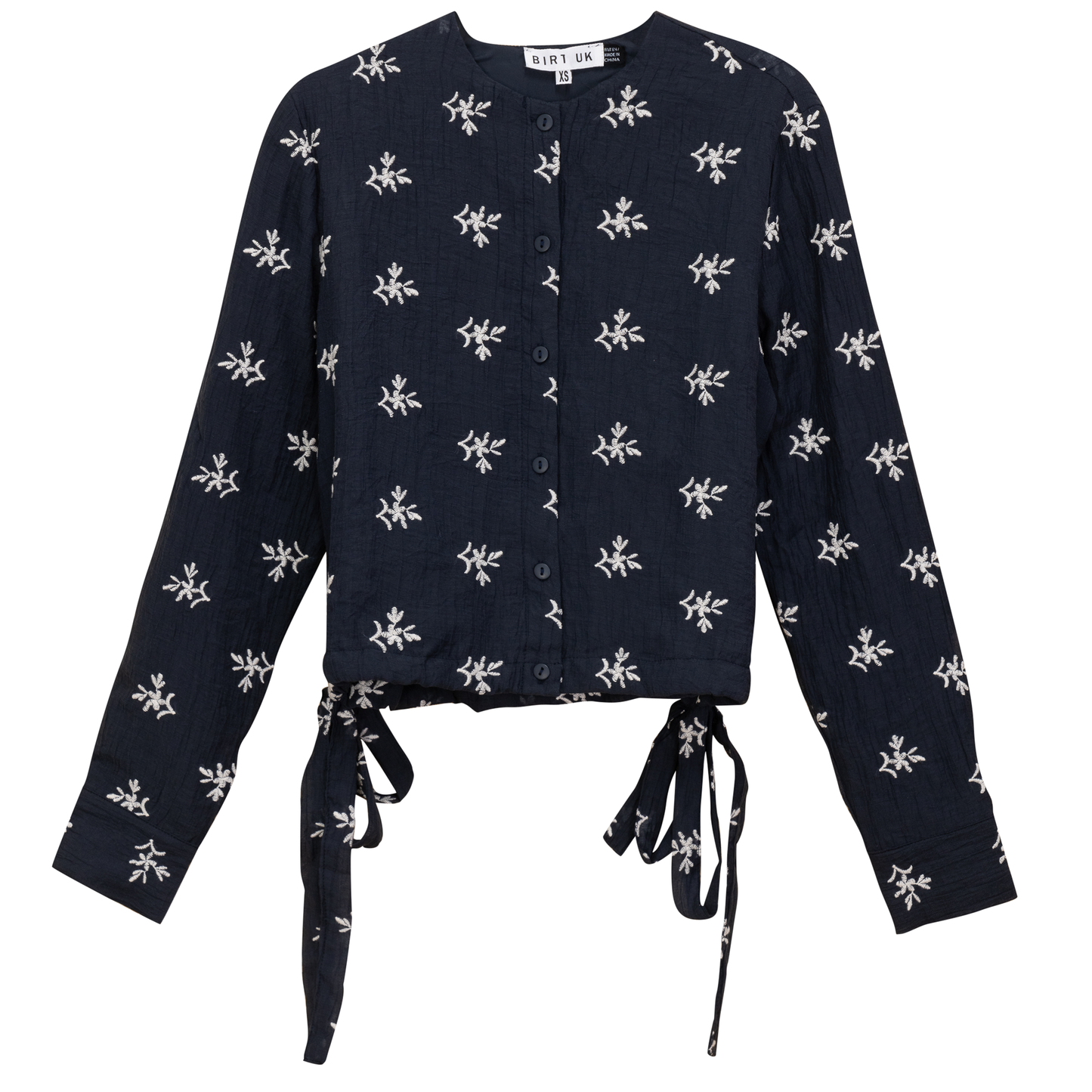 Embroidered Tulle Top Steel Blue