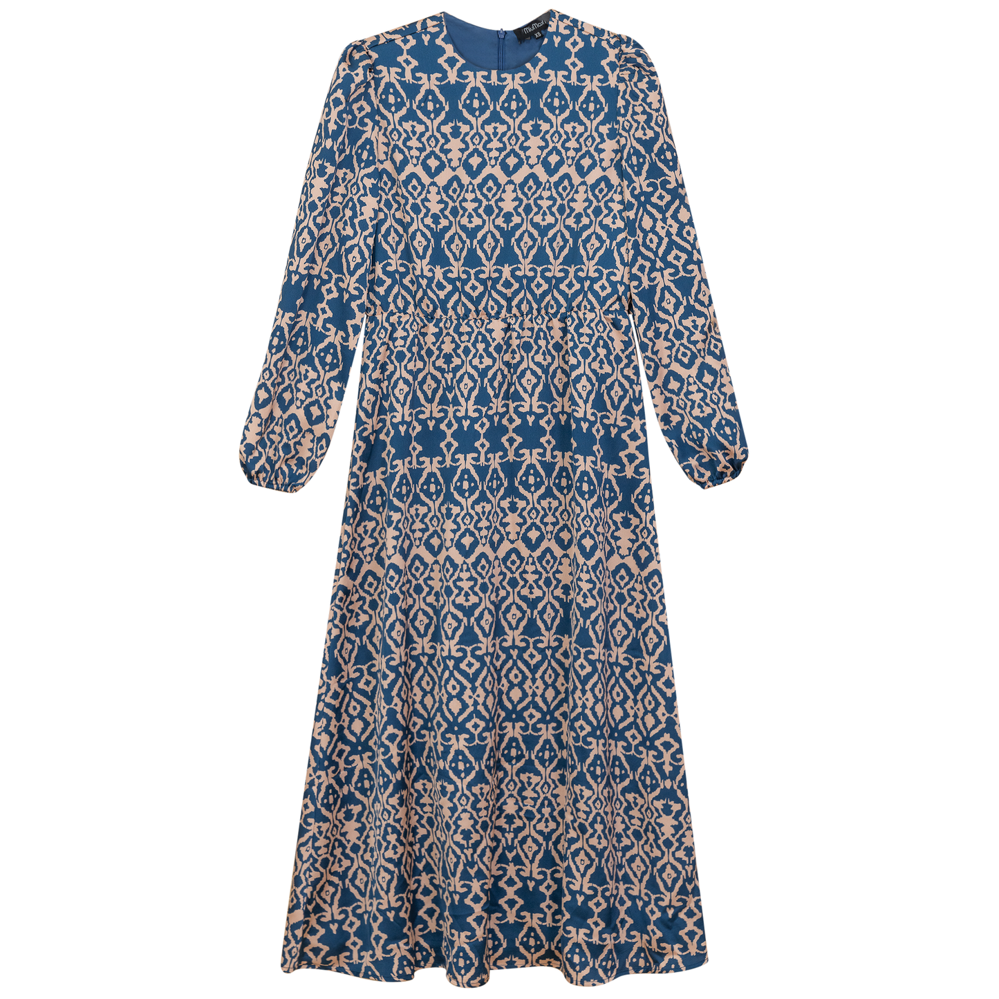 Satin Floral Midi Dress Blue Stone