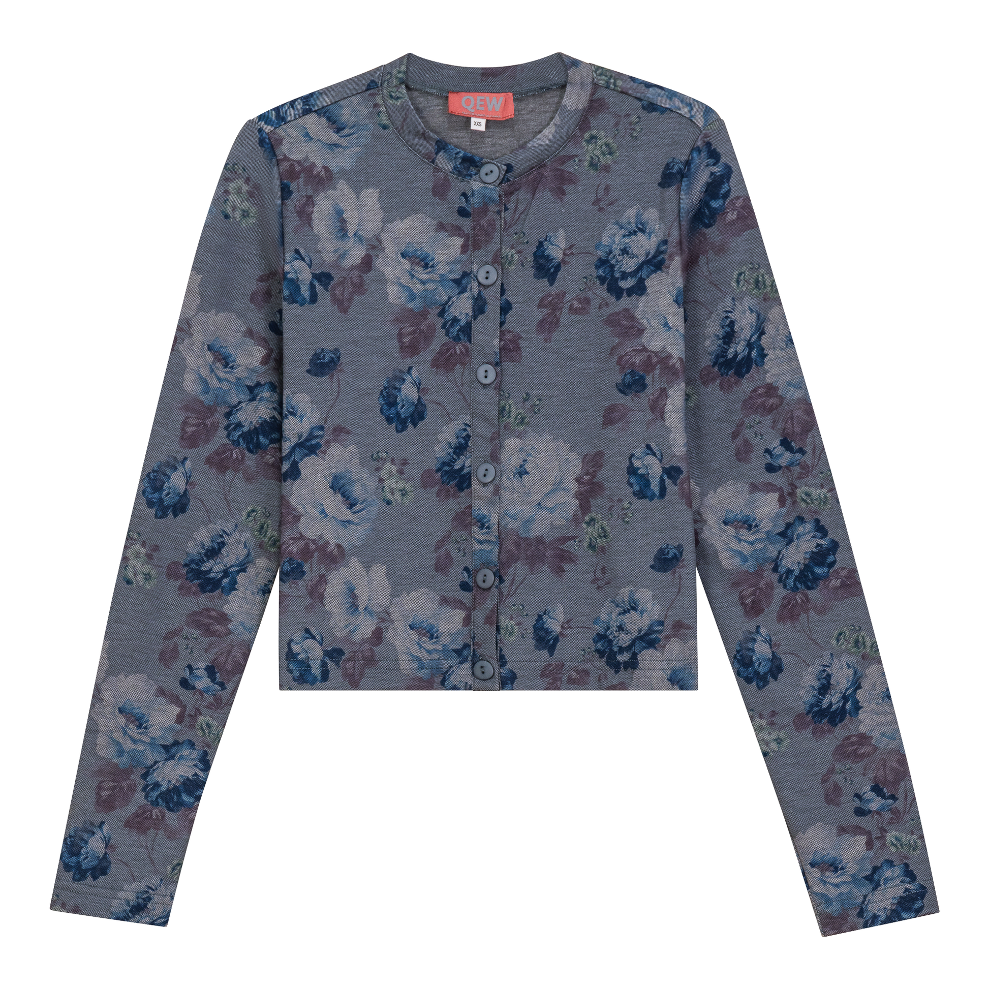 Printed Pique Cardigan Chambray