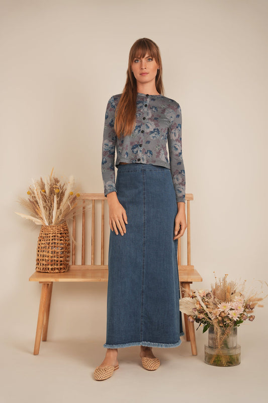 Printed Pique Cardigan