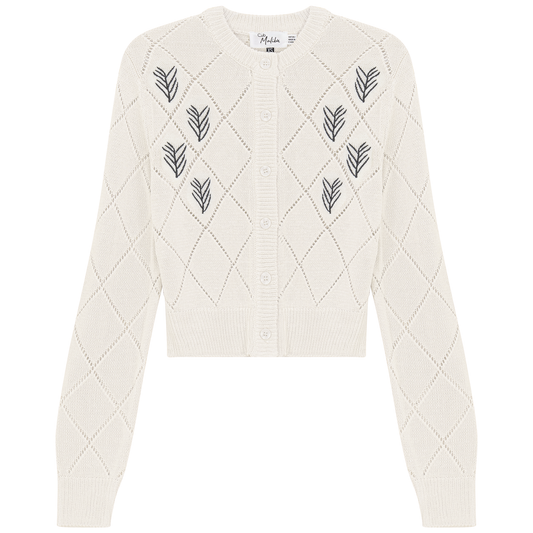 Cropped Crochet Embroidered Cardigan
