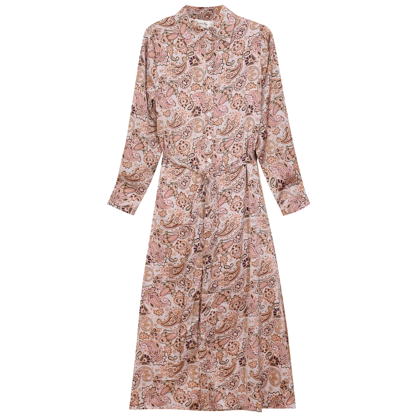 Printed Satin Midi Shirt Dress Mauve