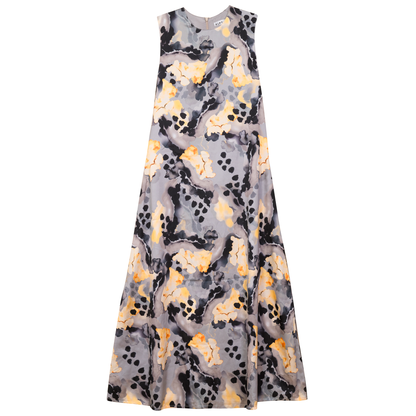 Printed Satin A Line Jumper Yellow