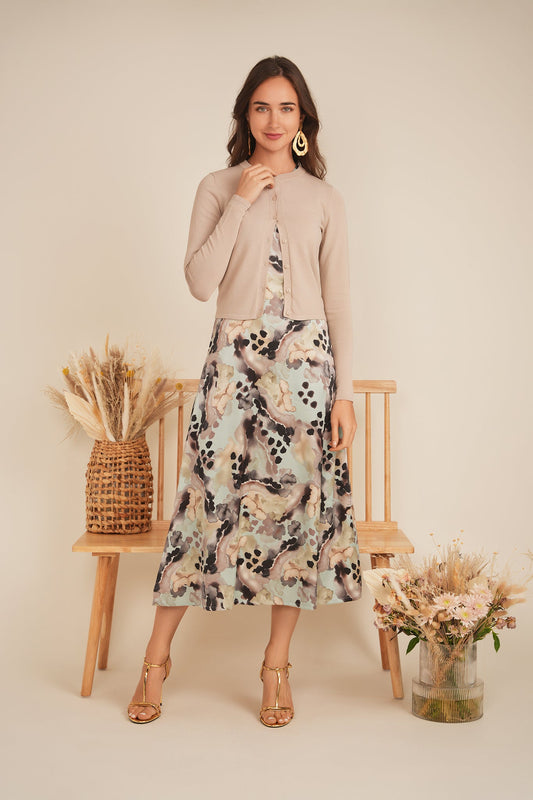 Printed Satin A Line Jumper