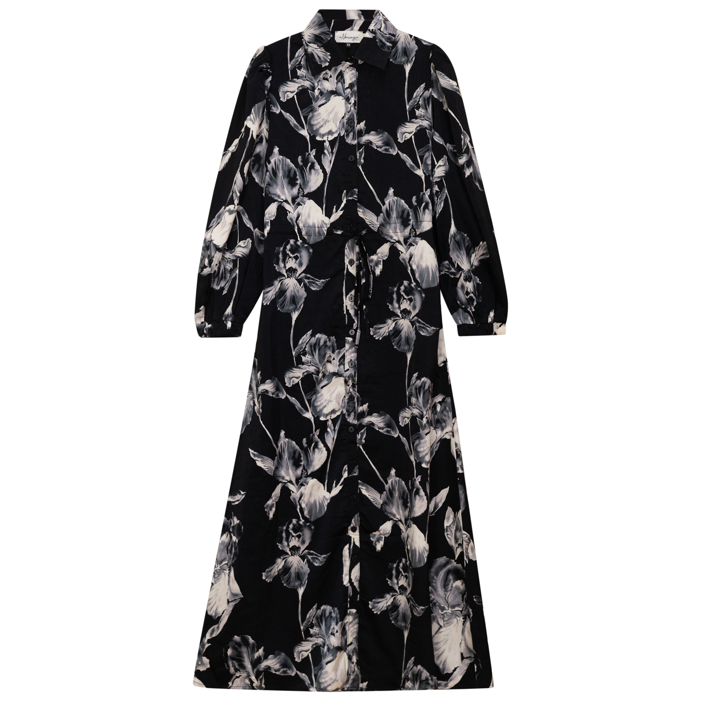 Chiffon Tie Shirt Dress Black Paisley