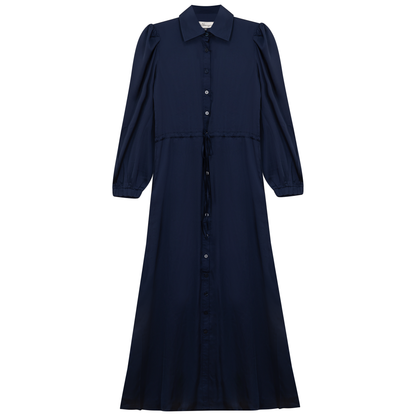 Chiffon Tie Shirt Dress Navy