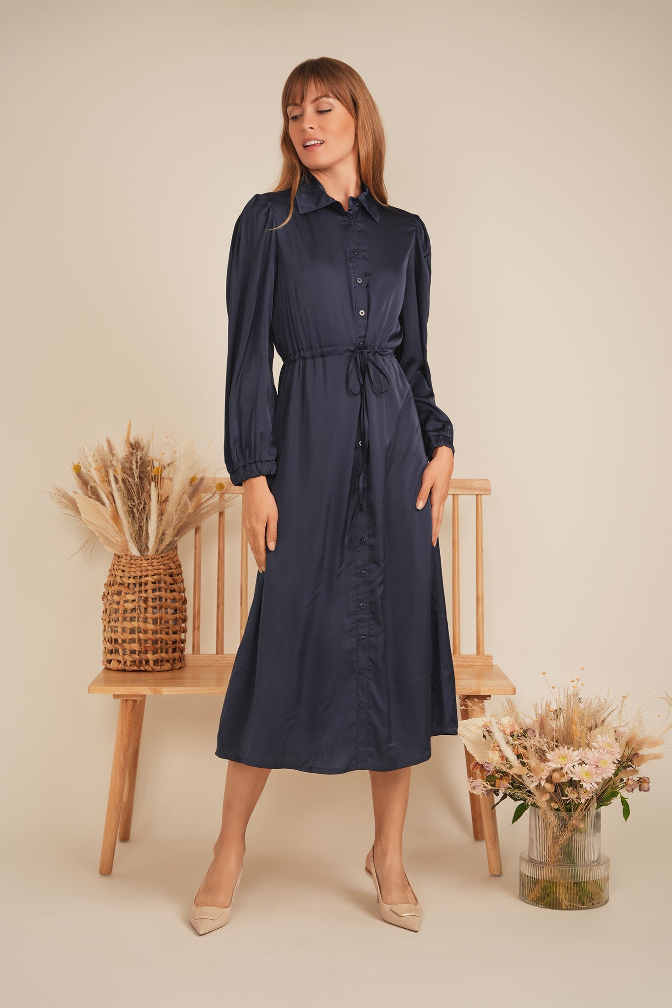 Chiffon Tie Shirt Dress