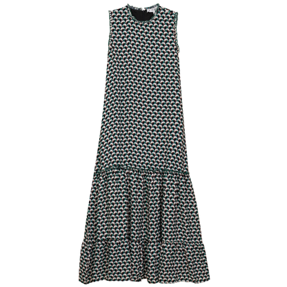 Printed Chiffon Tiered Jumper Green