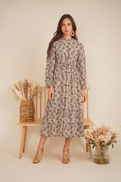 Printed Chiffon Midi Dress