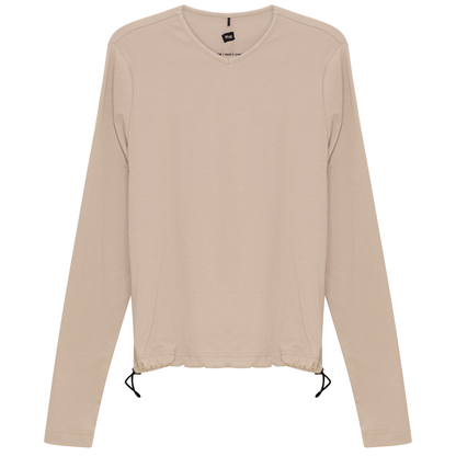 V Neck Bungee Tee Light Beige
