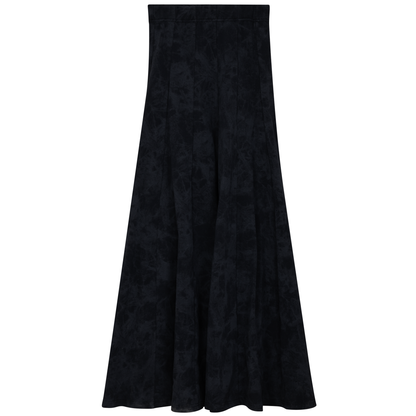 Paneled Acid Wash Maxi Skirt Black