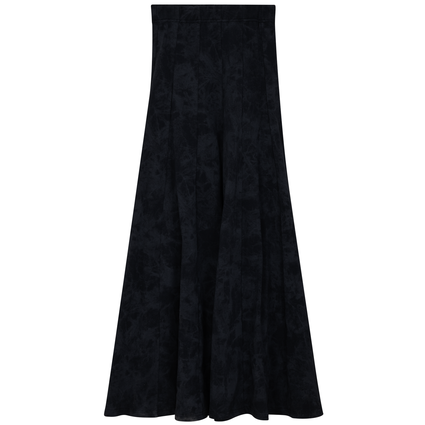 Paneled Acid Wash Maxi Skirt Black