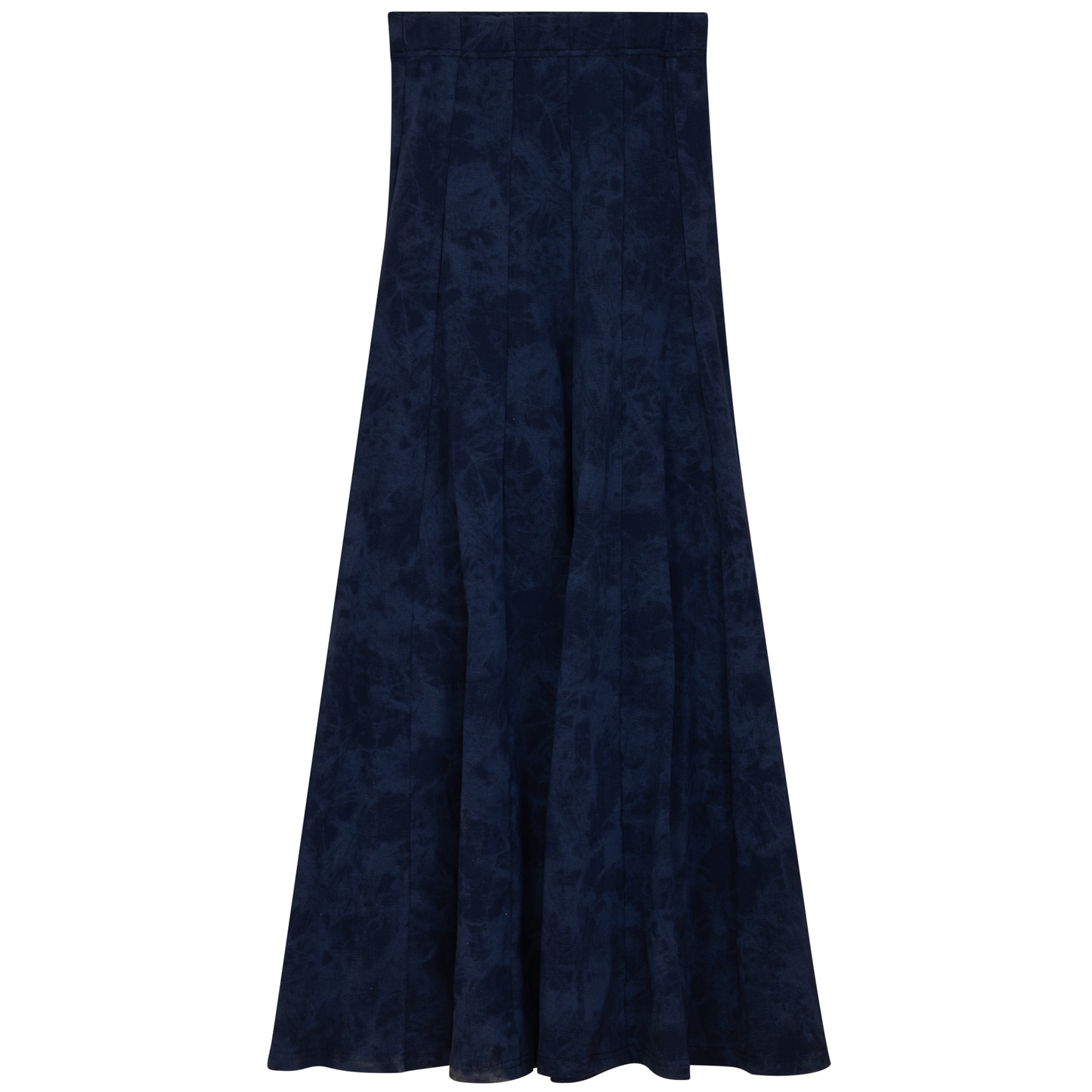 Paneled Acid Wash Maxi Skirt Navy