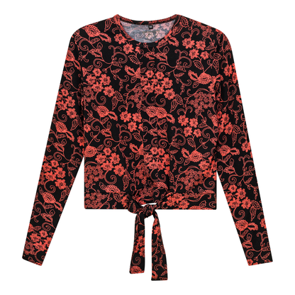 Printed Tie Tee Black Coral