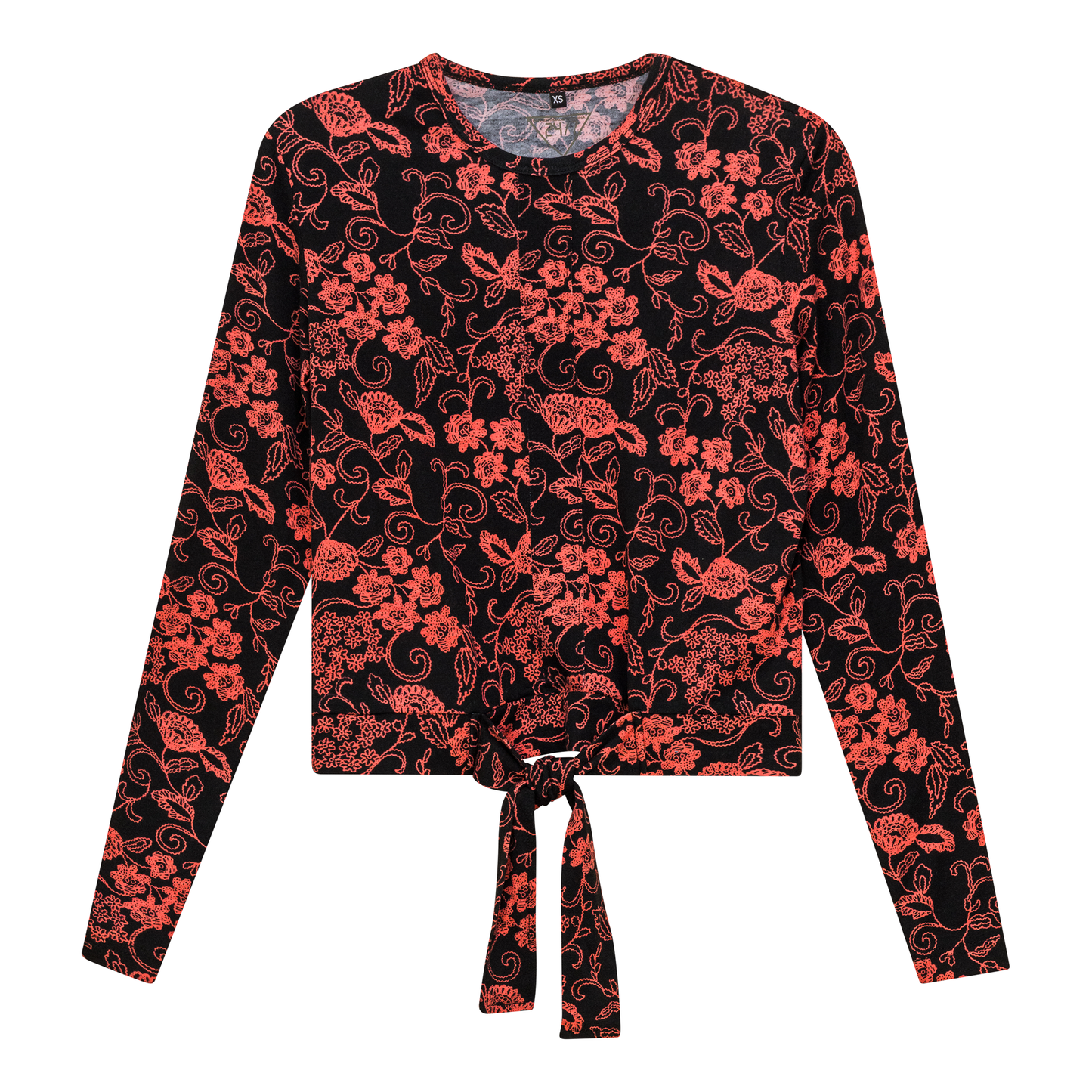 Printed Tie Tee Black Coral