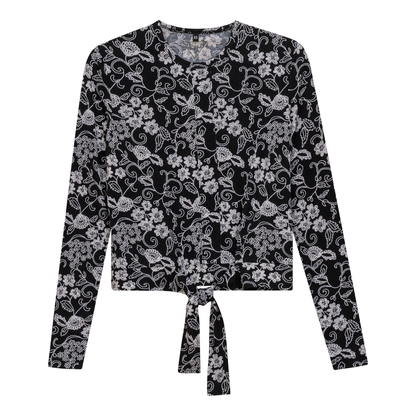 Printed Tie Tee Black White