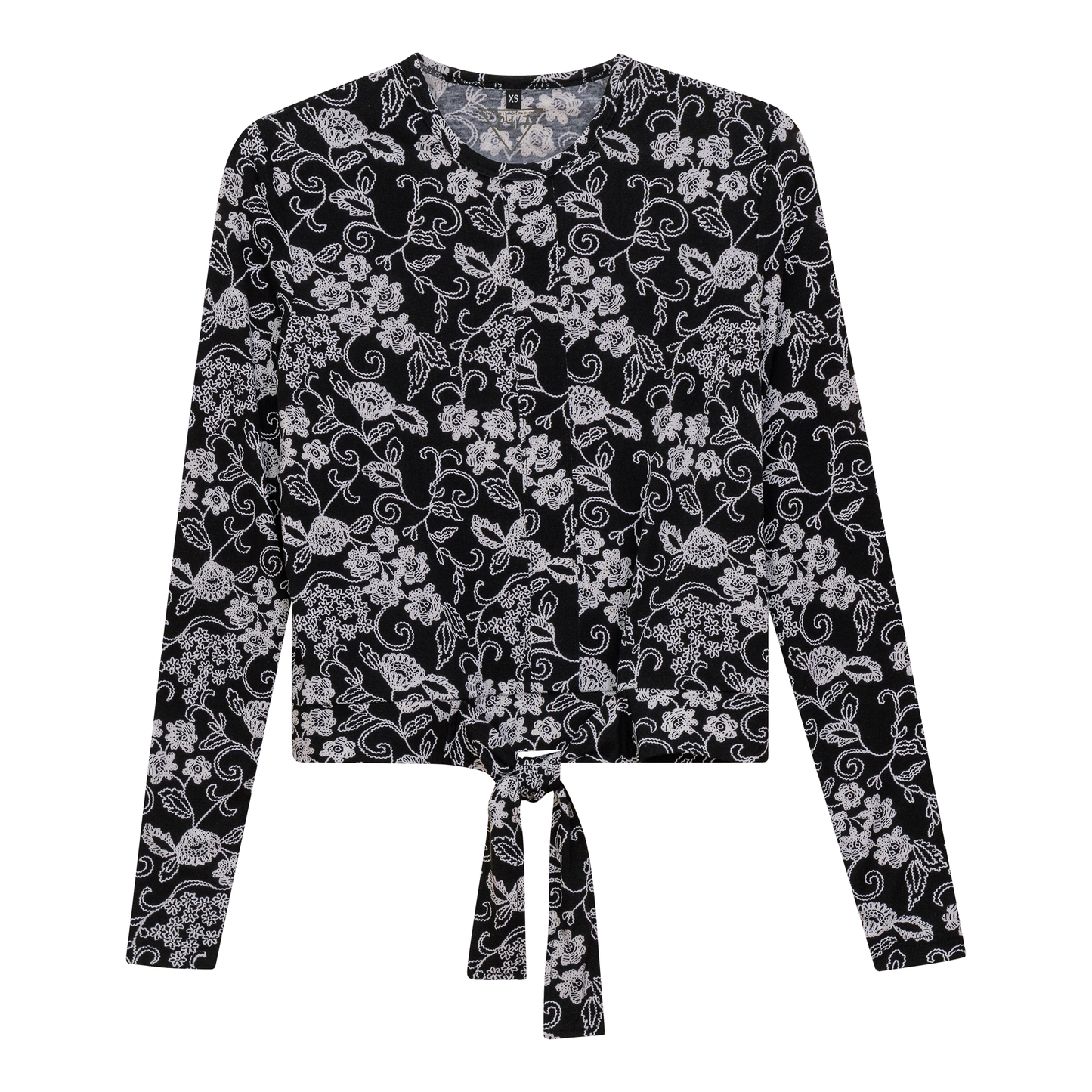 Printed Tie Tee Black White