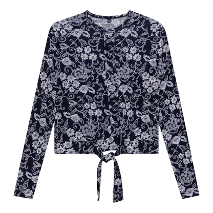 Printed Tie Tee Navy White