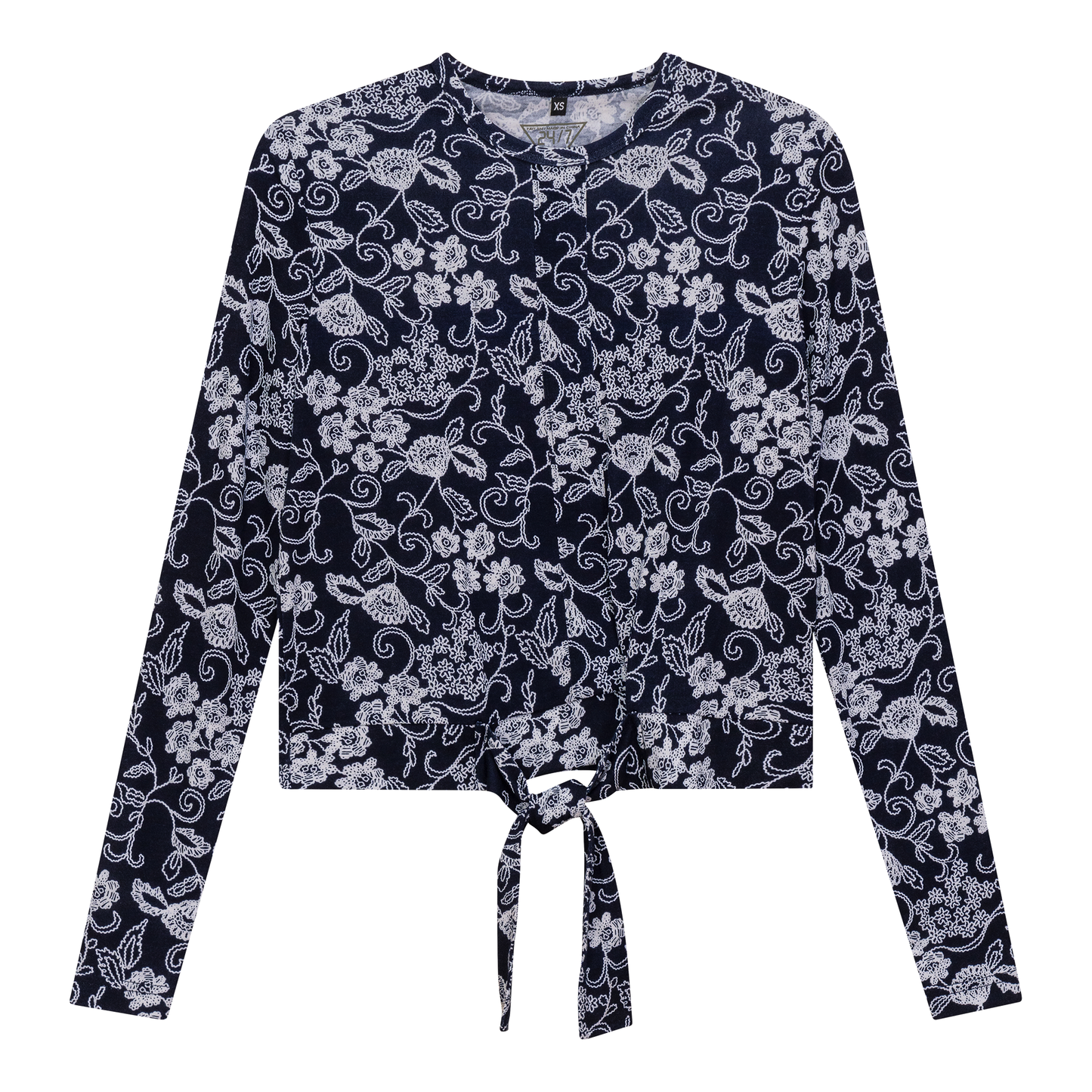 Printed Tie Tee Navy White