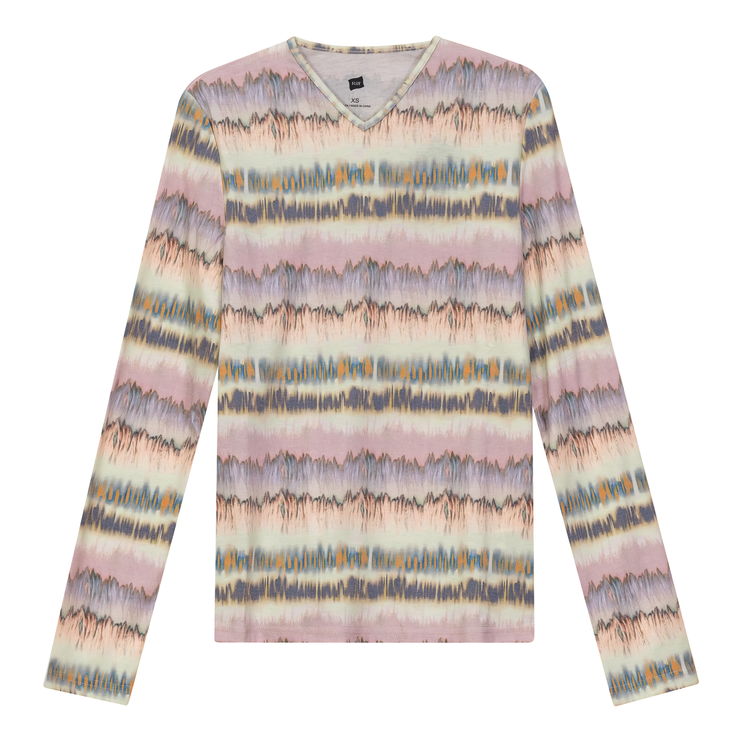 Wave Printed V Neck Tee Mint