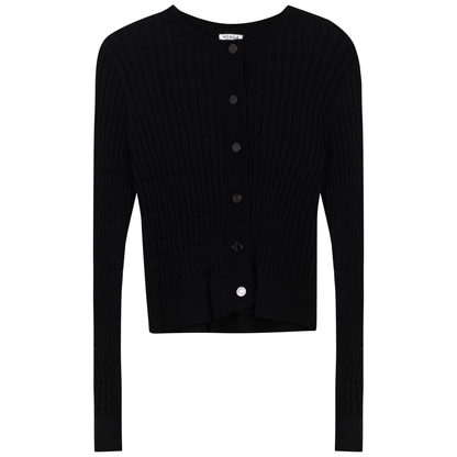 Cropped Cable Knit Cardigan Black