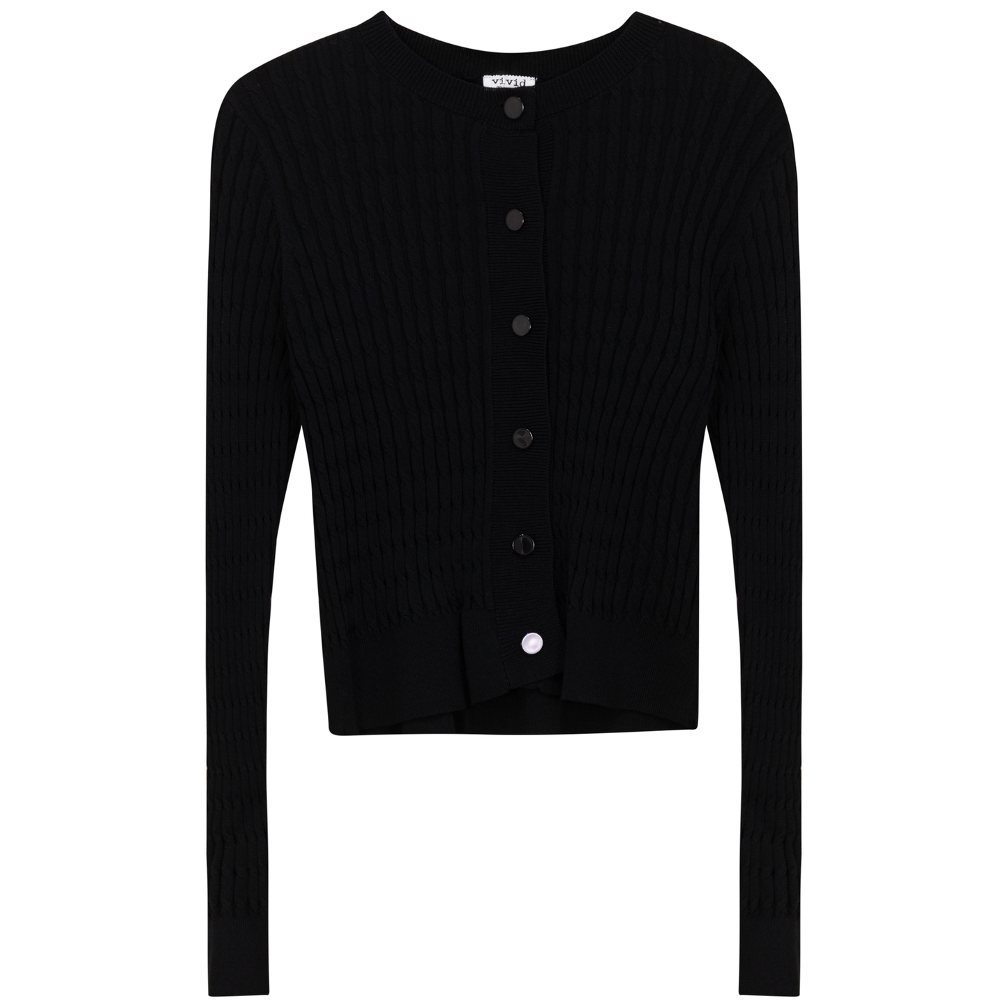Cropped Cable Knit Cardigan Black