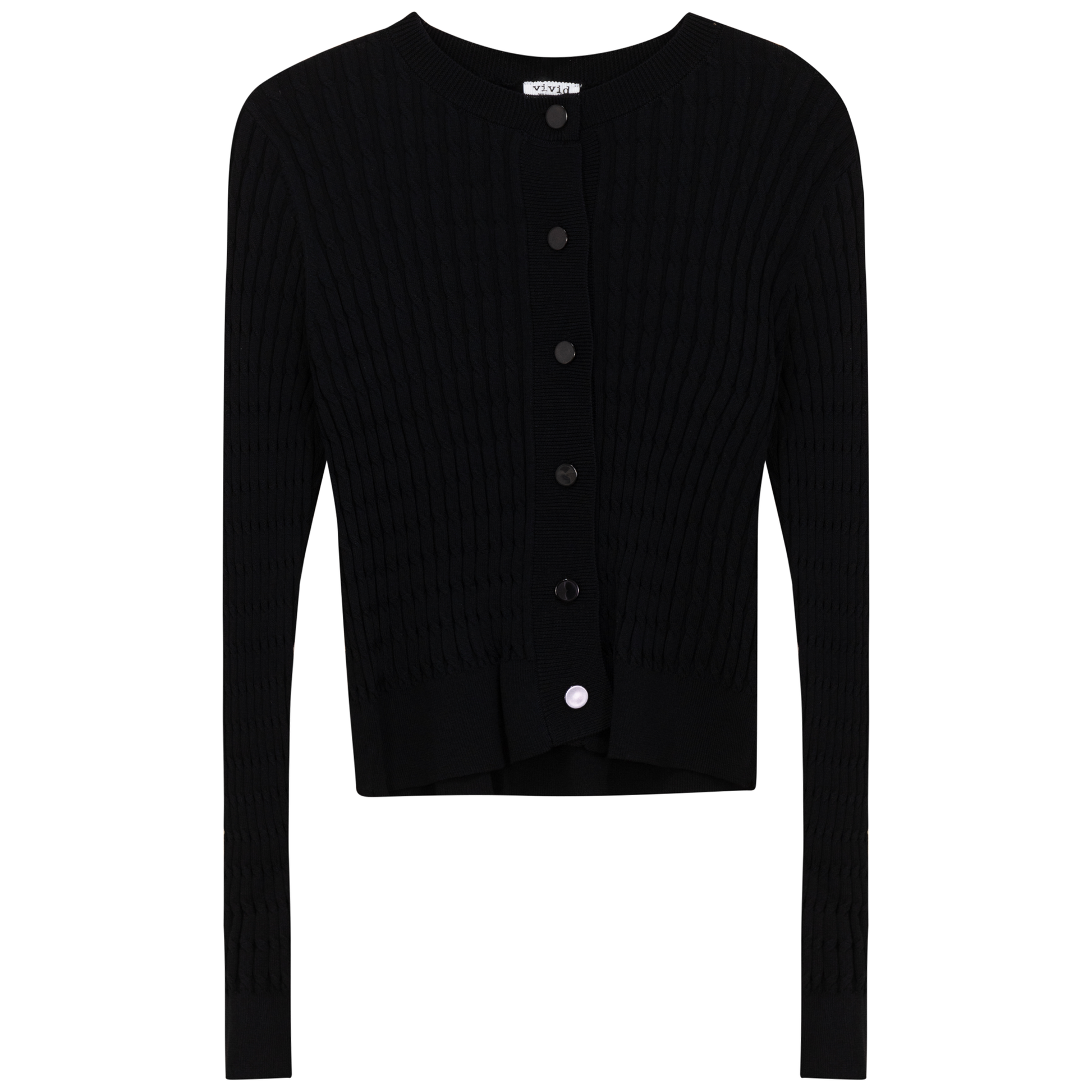 Cropped Cable Knit Cardigan Black