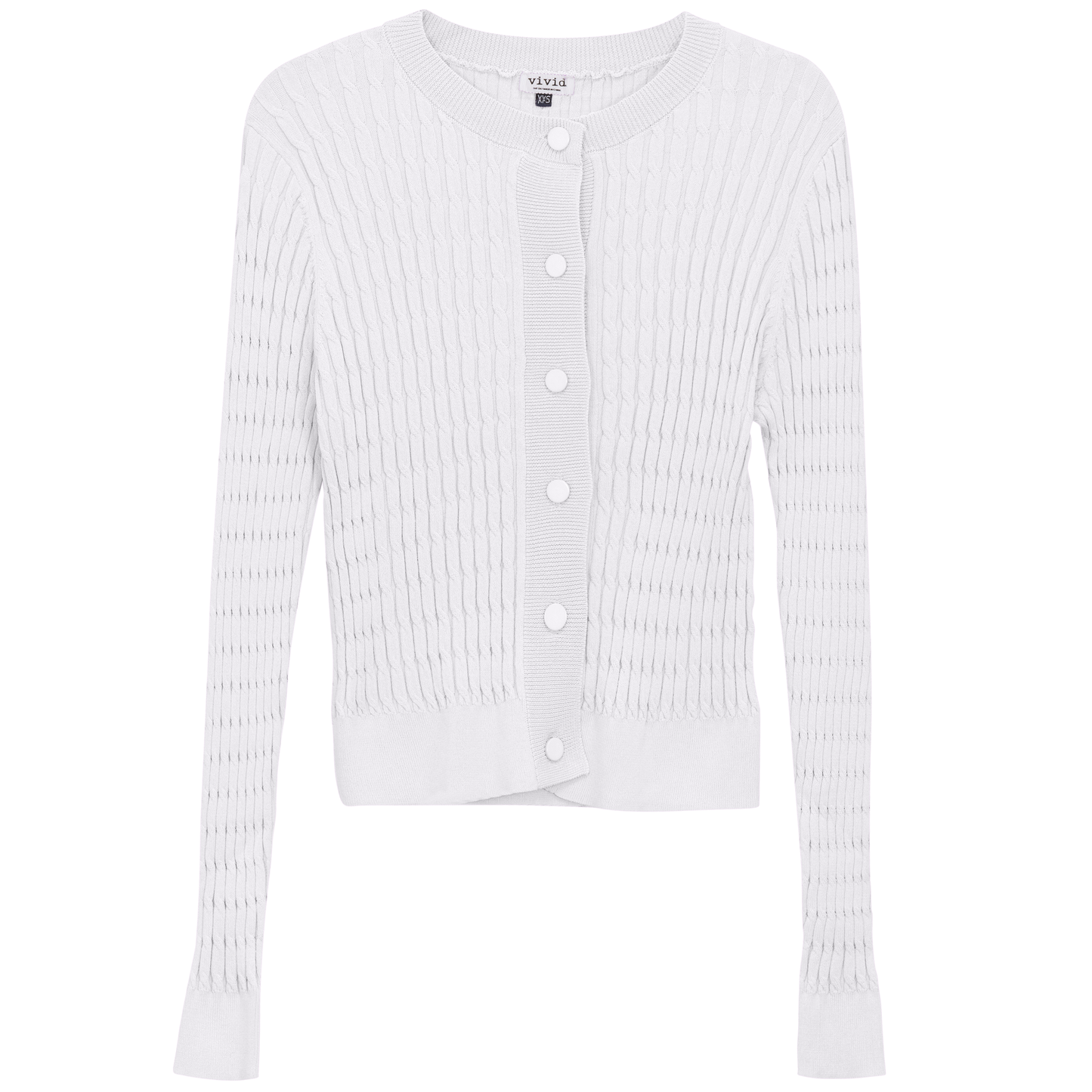 Cropped Cable Knit Cardigan White