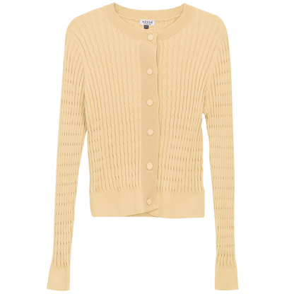 Cropped Cable Knit Cardigan Yellow Gold